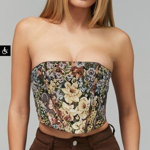 Mistress Rocks Gem Strapless Brocade Corset Top Flowery